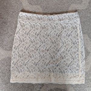 Lord & Taylor Cream Lace Skirt